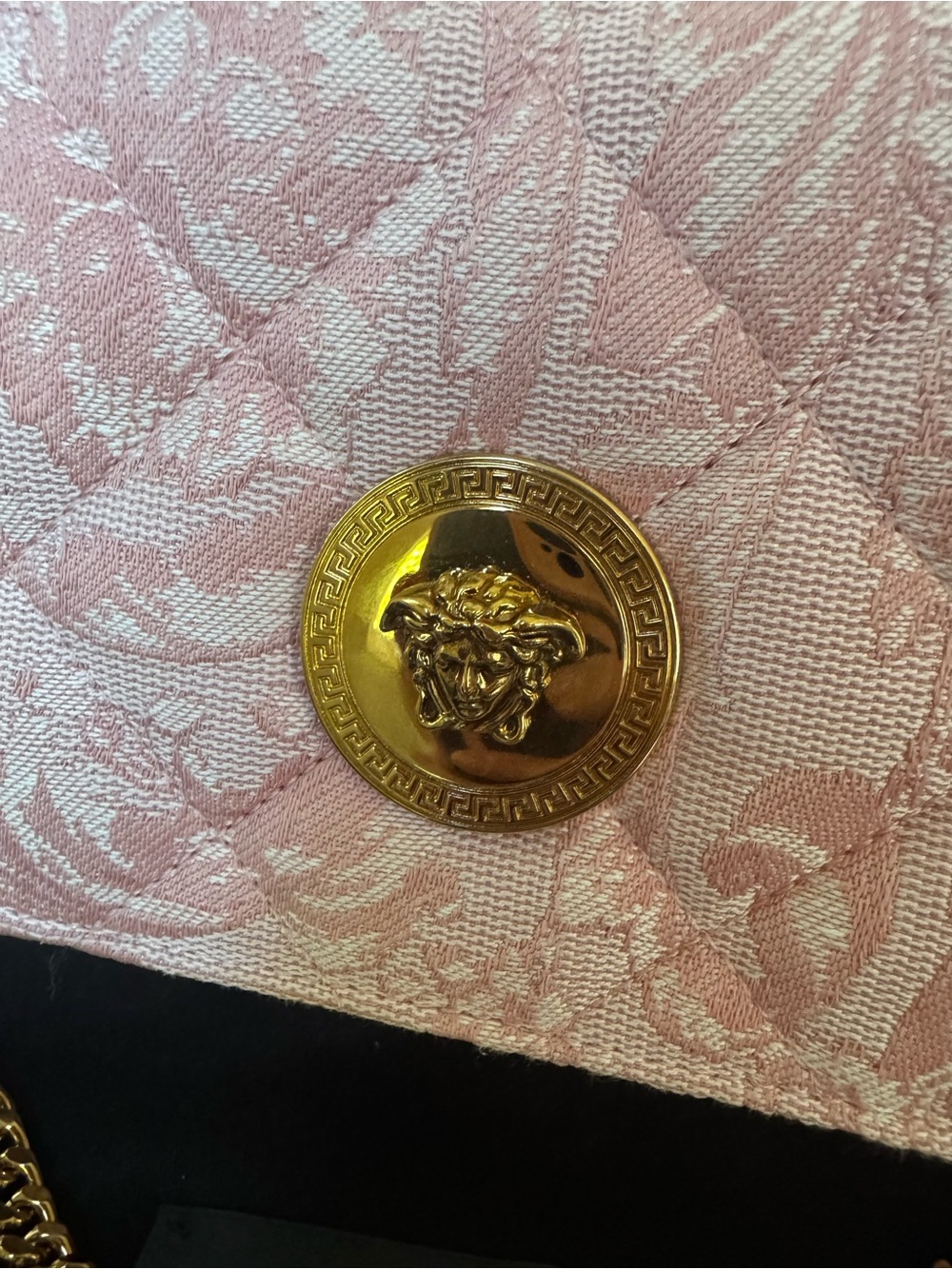 Versace Pink Quilted Jacquard Shoulder Bag - Picture 3 of 13